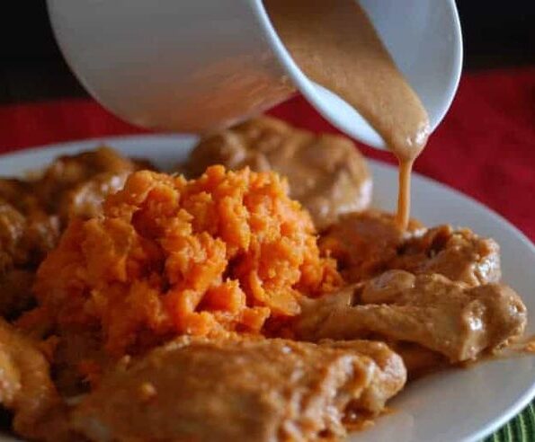 1 Delicious Burkina Faso Chicken Thighs With Mashed Sweet Potato