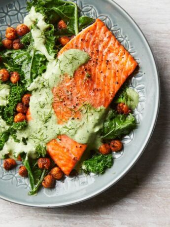 1 Delicious Roasted Salmon with Smoky Chickpeas & Greens