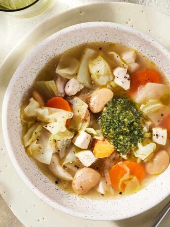 1 Delicious Chicken and Cabbage Soup with Pesto.